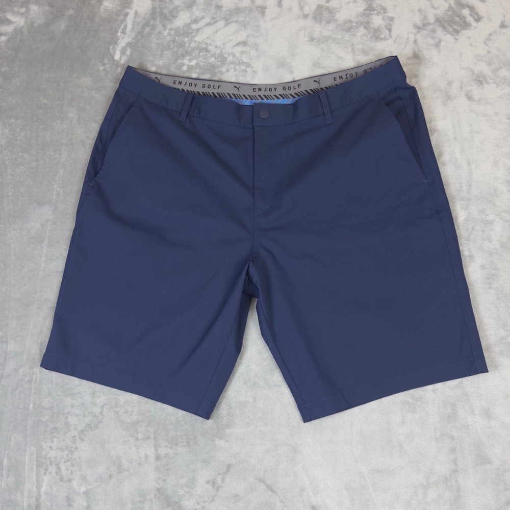 Puma Golf Shorts Mens 40 Blue Flat Front Performance Enjoy Golf Activewear